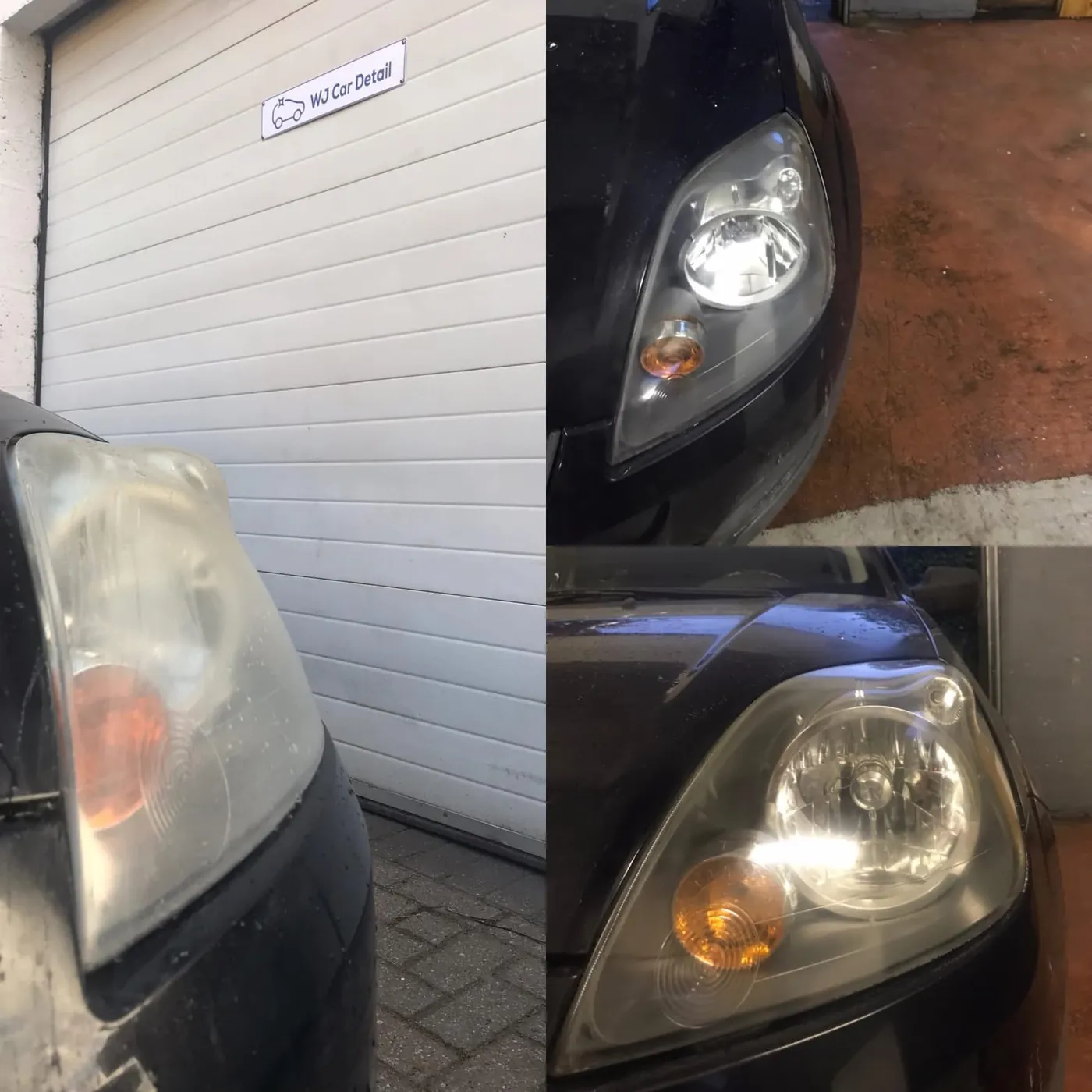 Koplampen voor en na herstel