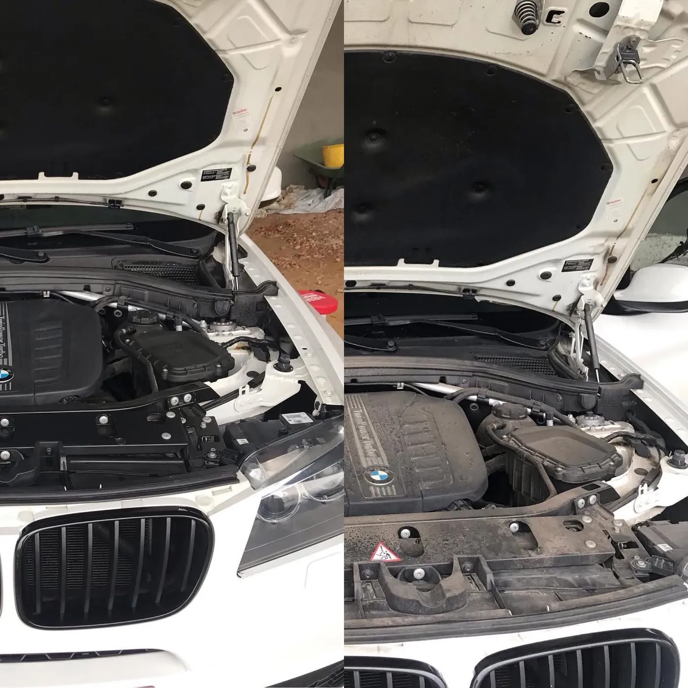BMW motorruimte voor en na